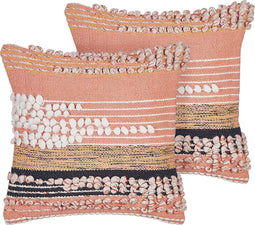 DEUTZIA - Sierkussen set van 2 - Oranje - 45 x 45 cm - Katoen