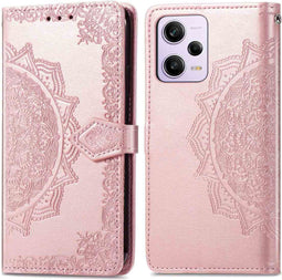 iMoshion Hoesje Geschikt voor Xiaomi Redmi Note 12 Pro Plus Hoesje Met Pasjeshouder - iMoshion Mandala Bookcase - Rosé Goud