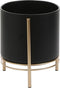 Mica Decorations Sverre - Bloempot op standaard - H29 x Ø25 cm - Zwart goud