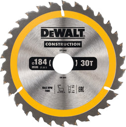 DeWALT Cirkelzaagblad voor Hout | Construction | Ø 184mm Asgat 30mm 30T - DT1942-QZ