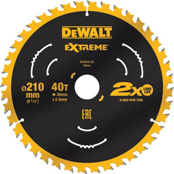 DeWALT Cirkelzaagblad voor Hout | Universeel | Ø 210mm Asgat 30mm 40T - DT20433-QZ