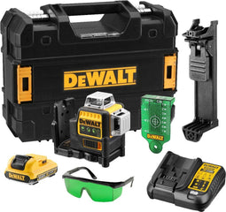 DeWalt DCE089D1G 10.8V Li-Ion accu zelfnivellerende 3x 360 graden multilijnlaser set (1x 2.0Ah accu) in koffer - 3 lijnen - 30m - groen