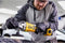 DeWALT DCM849N Accu Haakse Polijstmachine 125-180mm Brushless 18V XR Basic Body