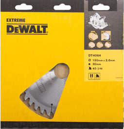DeWalt DT4064 Extreme Cirkelzaagblad - 190 x 30 x 40T - Hout / Laminaat