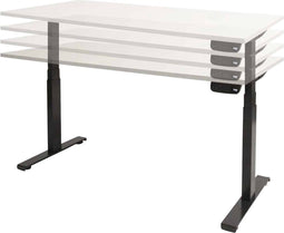 Dextro plus zit/sta 180x80cm, electrisch hoogte verstelbare werkplek, T-poot frame. Frame kleur aluminium (RAL9006) en blad Honey Castello.