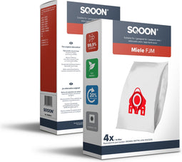 Deze Scoon stofzuigerzak geschikt voor Miele F/J/M series - Rode aansluiting -Als alternatieve vervanging voor Miele Hyclean FJM - 4 stuks + Filter