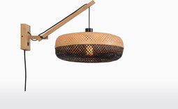 GOOD&MOJO Wandlamp Palawan - Bamboe/Zwart - 55x40x45cm - Binnen Scandinavisch,Bohemian