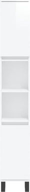 vidaXL - Badkamerkast - 30x30x190 - cm - bewerkt - hout - hoogglans - wit