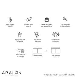 Abalon Perfect Wave - Gemotoriseerde Gordijnrail - Wifi-motor compatibel met Alexa Google Home Tuya Smart - Wit