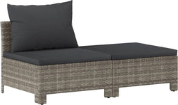 vidaXL - 2-delige - Loungeset - met - kussens - poly - rattan - grijs