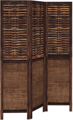 vidaXL - Kamerscherm - met - 3 - panelen - massief - paulowniahout - donkerbruin