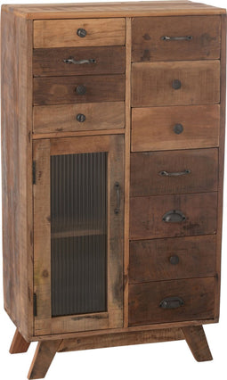 J-Line kast retro - gerecycleerd hout/glas - naturel