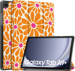 imoshion Tablet Hoes - Geschikt voor Samsung Galaxy Tab A9 Plus - Design Trifold Bookcase - Orange Flower Connect