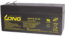WP3.3-12 Kung Lange loodbatterij met 12 volt en 3300 mAh capaciteit, Faston-contacten van 4,8 mm