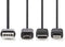 Nedis CCGL60620BK10 - Oplaadkabel - USB-A naar USB-C/Ligtning/Micro-B - Zwart