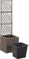 vidaXL - Latwerkplantenbak - verhoogd - met - 1 - pot - 30x30x107 - cm - rattan - bruin