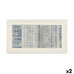 Canvas Strepen Met reliëf - Wanddecoratie - 110 x 60 x 2,5 cm - Blauw Wit (2 stuks)