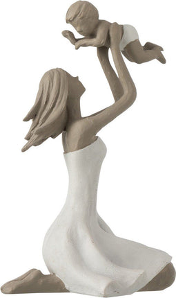 J-Line decoratie Moeder + Kind Op De Knieen - polyresin - wit/taupe