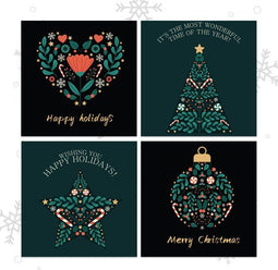 Giftmas Kerstkaarten - Wenskaarten - 52 stuks - FSC-keurmerk - 10x10cm (52 stuks)