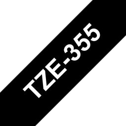 Brother TZE-355 - Printerlabel - Wit op zwart