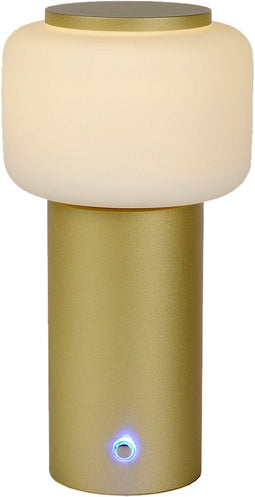 Atmooz - Tafellamp Suarez - Slaapkamer / Woonkamer - Industrieel - Goud Brons en Wit glas - Hoogte 21cm - Glas en Metaal