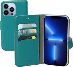 Mobiparts iPhone 13 Pro - Wallet Case - Saffiano motief - Turquoise