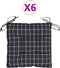 vidaXL - Stoelkussens - 6 - st - 50x50x7 - cm - stof - ruitpatroon - zwart
