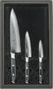 Yaxell Japans - Serie Tsuchimon - Messenset 3-Delig - VG10 Staal - 61 HRC - 3 Lagen Damaststaal - Canvas-Micarta Heft