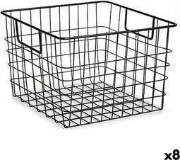 Mand Met handvatten Zwart Staal 29 x 19,5 x 32 cm (8 Stuks)