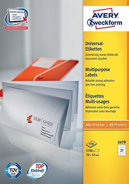 Avery - Universele Etiketten - 70,0 x 32,0 mm - permanent klevend - wit