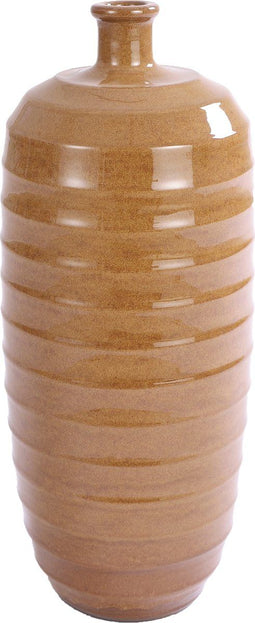 Casa Vivante Bellia Glazen Fles - H50 x Ø20 cm - okergeel