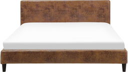 FITOU - Tweepersoonsbed - Bruin - 160 x 200 cm - Kunstleer