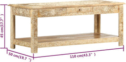 vidaXL - Salontafel - handgeschilderd - 110x50x45 - cm - massief - mangohout
