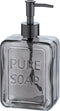 WENKO Zeepdispenser Pure Soap Glas grijs 550ml - Zeeppompje