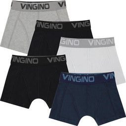 Vingino - 5P Kinder Jongens Onderbroek - Elastische band - Zwart/Wit/Blauw/Grijs (5-pack)