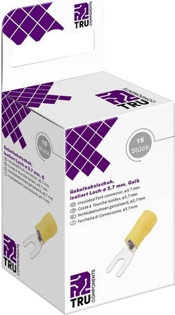 TRU COMPONENTS T2010C308 Vorkkabelschoen 4.0 mm² 6.0 mm² Gat diameter=3.7 mm Deels geïsoleerd Geel 15 stuk(s)