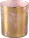 PTMD Melody Rond Theelicht Bloemen - H8 x Ø7 cm - Glas - Goud/roze