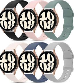 Podec Smartwatch - Siliconen Bandje 20mm - Set van 6 - Zwart Roze zandsteen Steen Grijs Cactus Donker kersenrood (6 stuks)