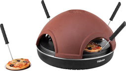 Tristar Pizza Festa Gourmet PZ-9154 - Pizza Gourmetstel 4 personen - Terracotta pizzaoven - Pizza Gourmetset met RVS bakplaat - Inclusief 4 spatels en uitsteekvorm