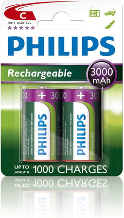 Philips R14B2A300/10 - Oplaadbare Batterij C - 3000 mAh - (12 stuks)