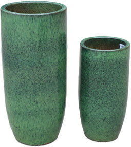 PTMD Dezzel Green Glazed Round Ceramic Pot High SV2