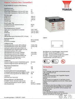 Yuasa loodaccu NP24-12I Pb 12V / 24Ah met M5-schroefaansluiting
