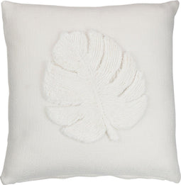 J-Line kussen Blad Vierkant - polyester - wit