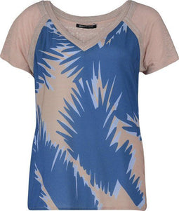 Eefje - Zomer T-shirt - Viscose met palmprint - Beige (XXL)