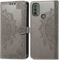 iMoshion Hoesje Geschikt voor Motorola Moto E40 / Moto E30 Hoesje Met Pasjeshouder - iMoshion Mandala Bookcase - Grijs