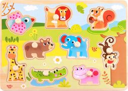 Tooky Toy Houten Vormenpuzzel - Educatief Speelgoed - Dieren 10-delig