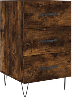 vidaXL - Nachtkastje - 40x40x66 - cm - bewerkt - hout - gerookt - eikenkleurig