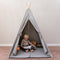 Sunny Alba Tipi Tent Grijs voor kinderen - Wigwam Speeltent met ramen van katoen - Tipi tent kinderen met Kussen kleed - 120x120x160cm - Stokken van FSC hout
