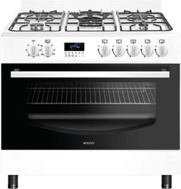 Wiggo WO-E909R - Vrijstaand Gasfornuis - 90 cm - 5 pitten - Energieklasse B - Wit