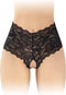 Fashion Secret Julia - Erotische Slip met Open Kruis - Zwart - One Size